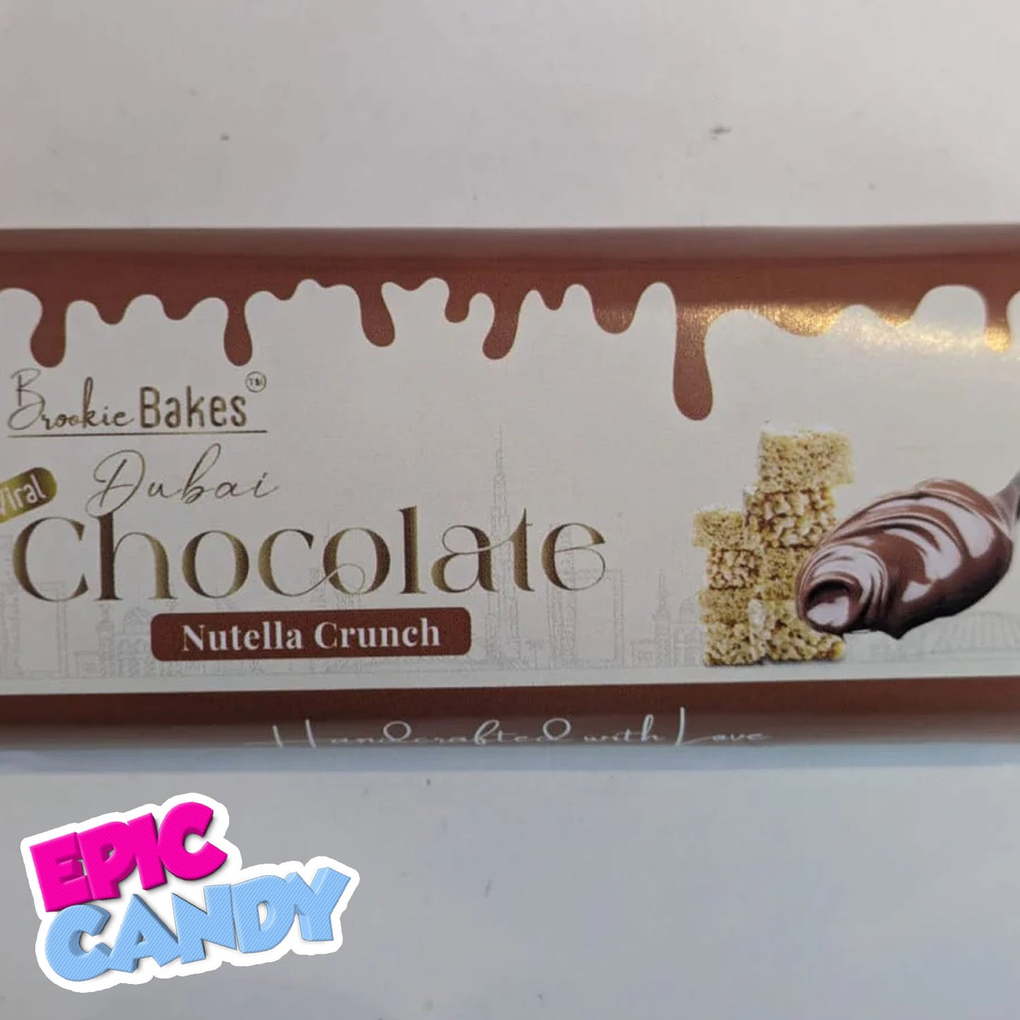 Brookie Bakes Dubai Chocolate Nutella Crunch 75g - Rich Chocolate with Nutella & Crunchy Rice Krispies