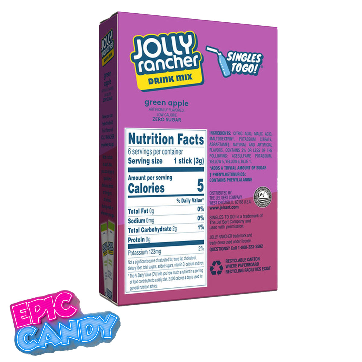 Jolly Rancher Green Apple Drink Mix – 6 Sticks (17.6g) of Tangy Apple Goodness