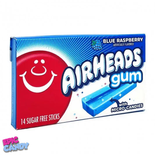 Airheads Sugar-Free Gum with Micro Candies - Blue Raspberry - 14 Sticks (33g) | Sweet, Sugar-Free Chewing Gum