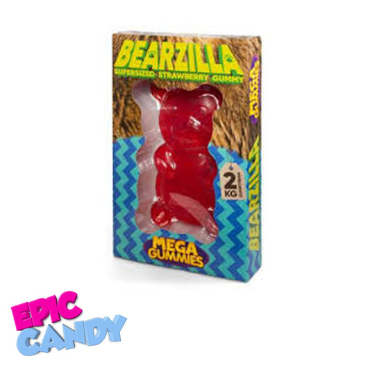 Mega Gummies Bearzilla 2kg - Giant Gummy Bear in a Fun, Strawberry Treat