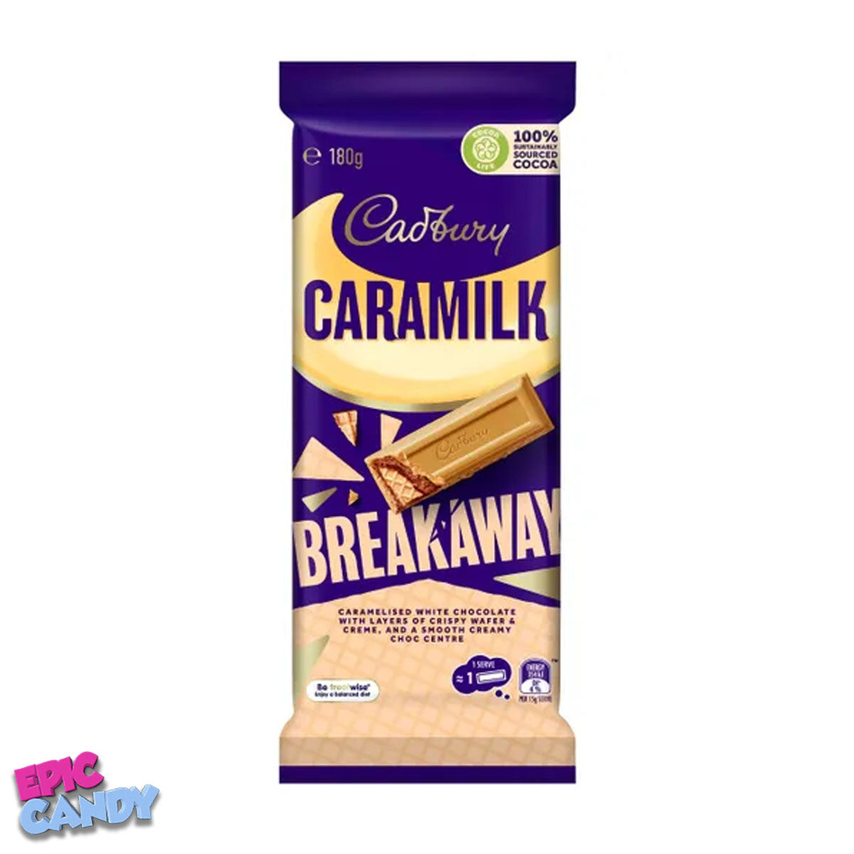 Dairy Milk Caramilk Breakaway Chocolate Bar 180g - Creamy & Caramel Chocolate Delight