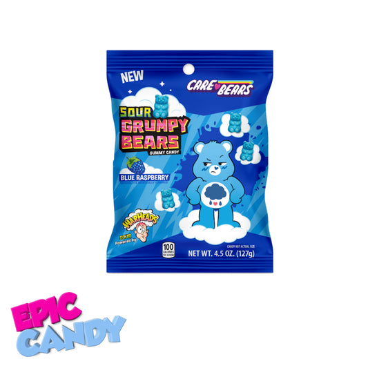 Warheads Care Bears Sour Grumpy Bears Blue Raspberry 127g – Intense Sour Fun!