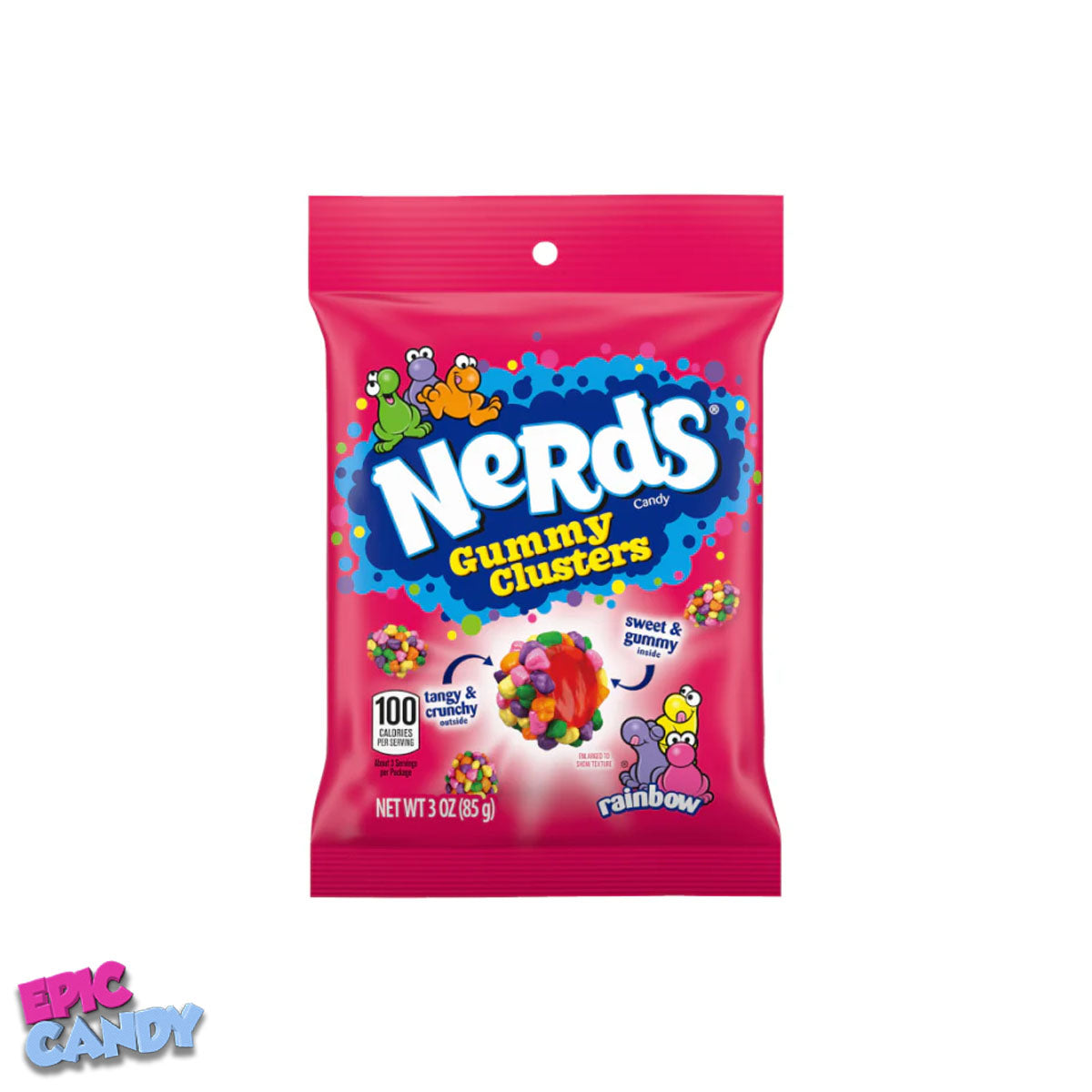 Nerds Gummy Clusters Rainbow 85g - Fruity & Chewy Candy with a Crunchy Twist