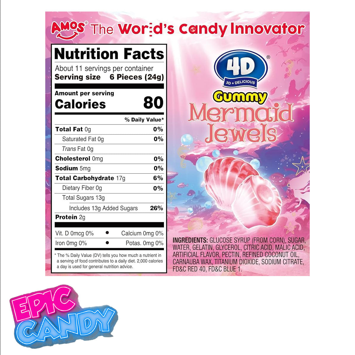 AMOS 4D Gummy Mermaid Jewels — 170g