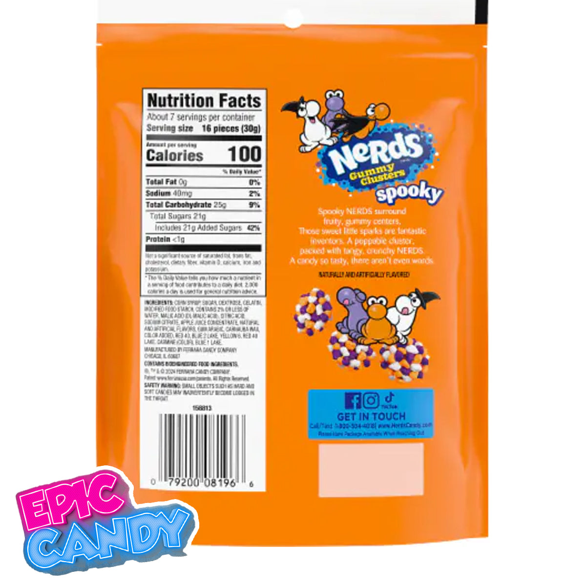 Nerds Gummy Clusters Spooky – 226g Family Share Pouch | Halloween Edition Candy | USA Import
