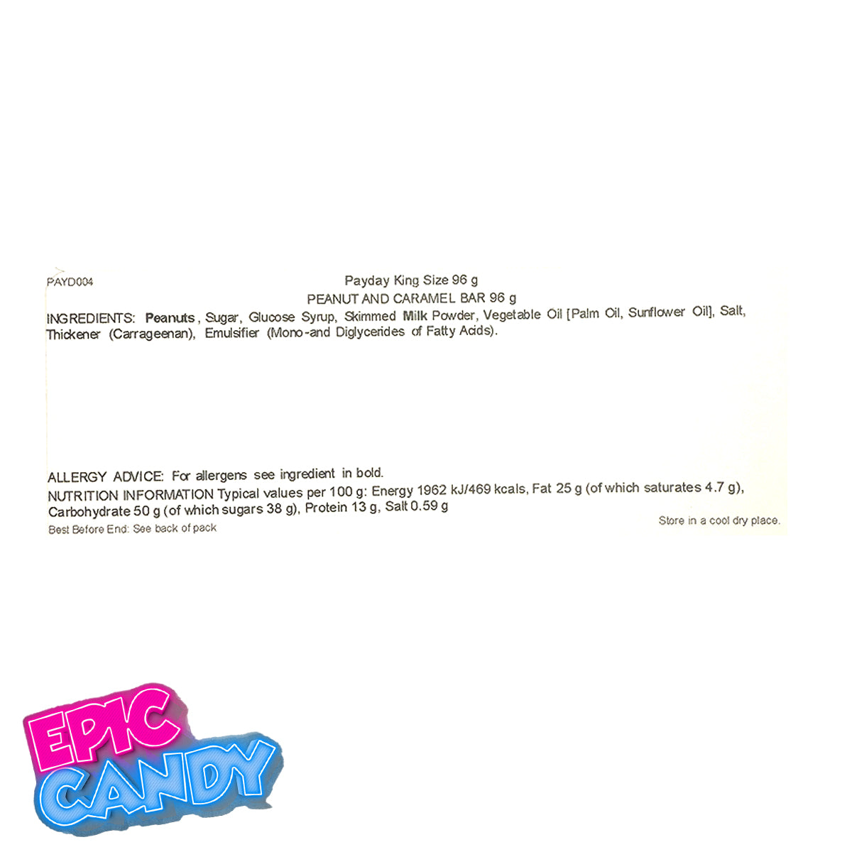 PayDay Peanut Caramel Bar – King Size 96g | USA Candy Bar with Salted Peanuts & Caramel