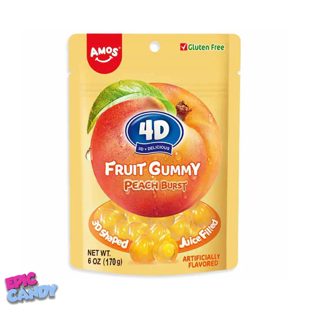 Amos Fruit Gummy Peach Blasts - Artificially Flavoured - 170g