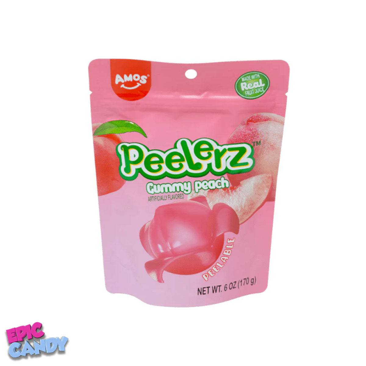 Amos Peelerz Gummy Peach 170g - Sweet & Chewy Peach-Flavored Gummies