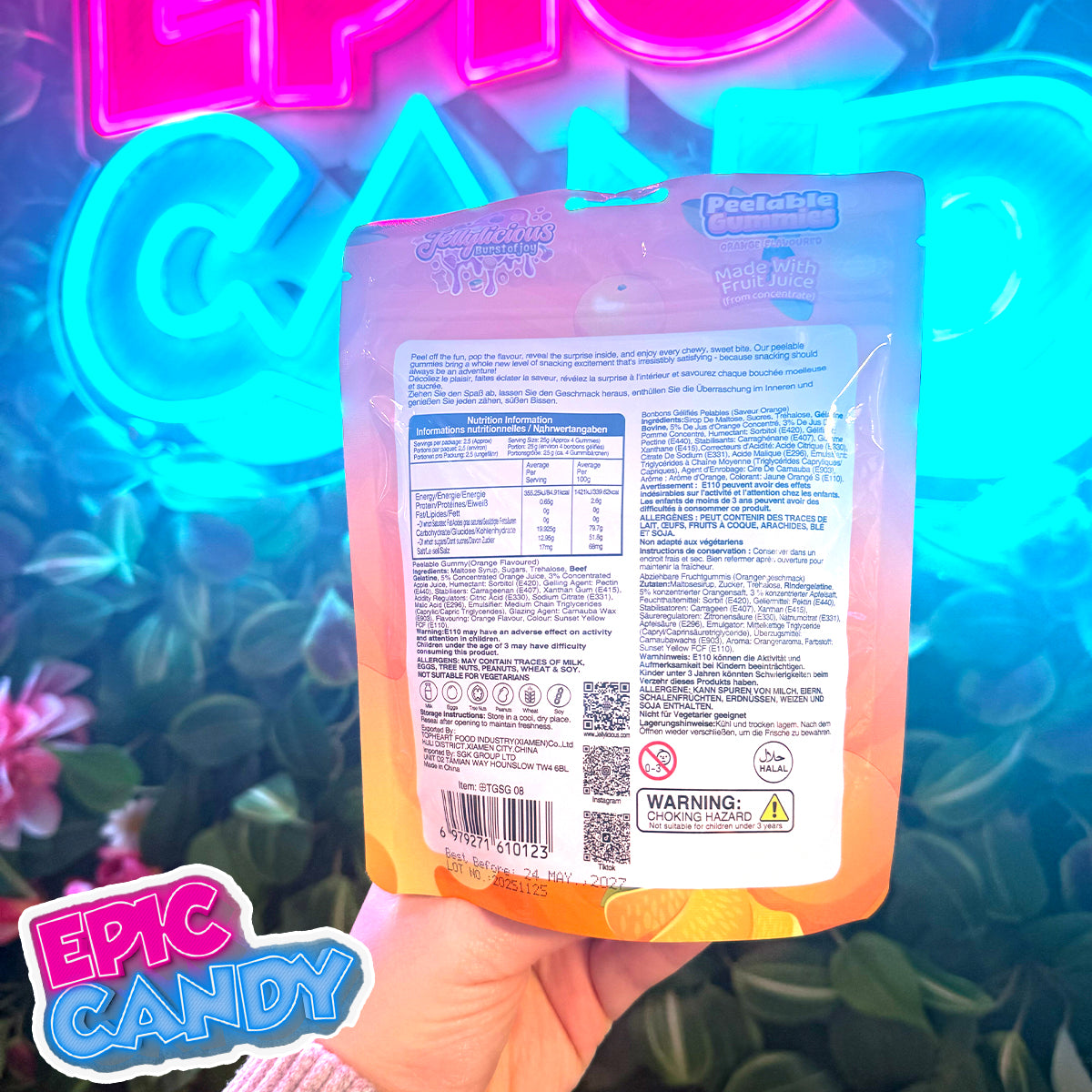 Jellylicious Peelable Gummies — Orange (65g)