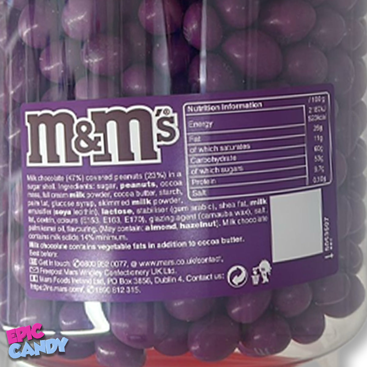M&Ms Peanut Chocolate PURPLE Colour Bulk Buy Sweets, 4kg Tub | Displays | Pick & Mix