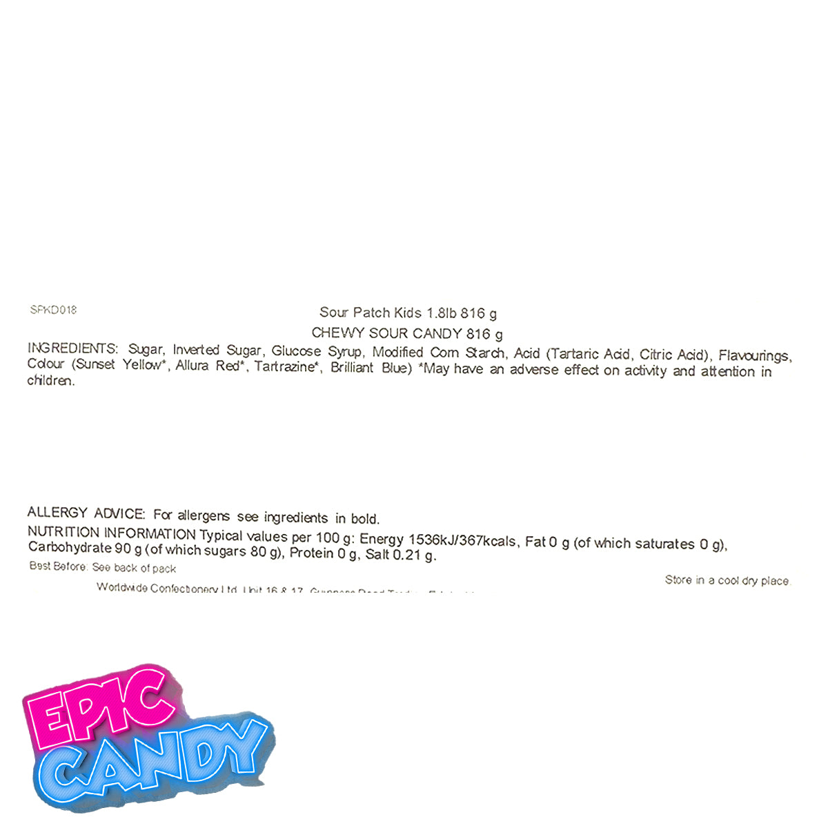 Sour Patch Kids – 816g Sharing Bag | Fruity Sour Then Sweet Gummy Candy | USA Import
