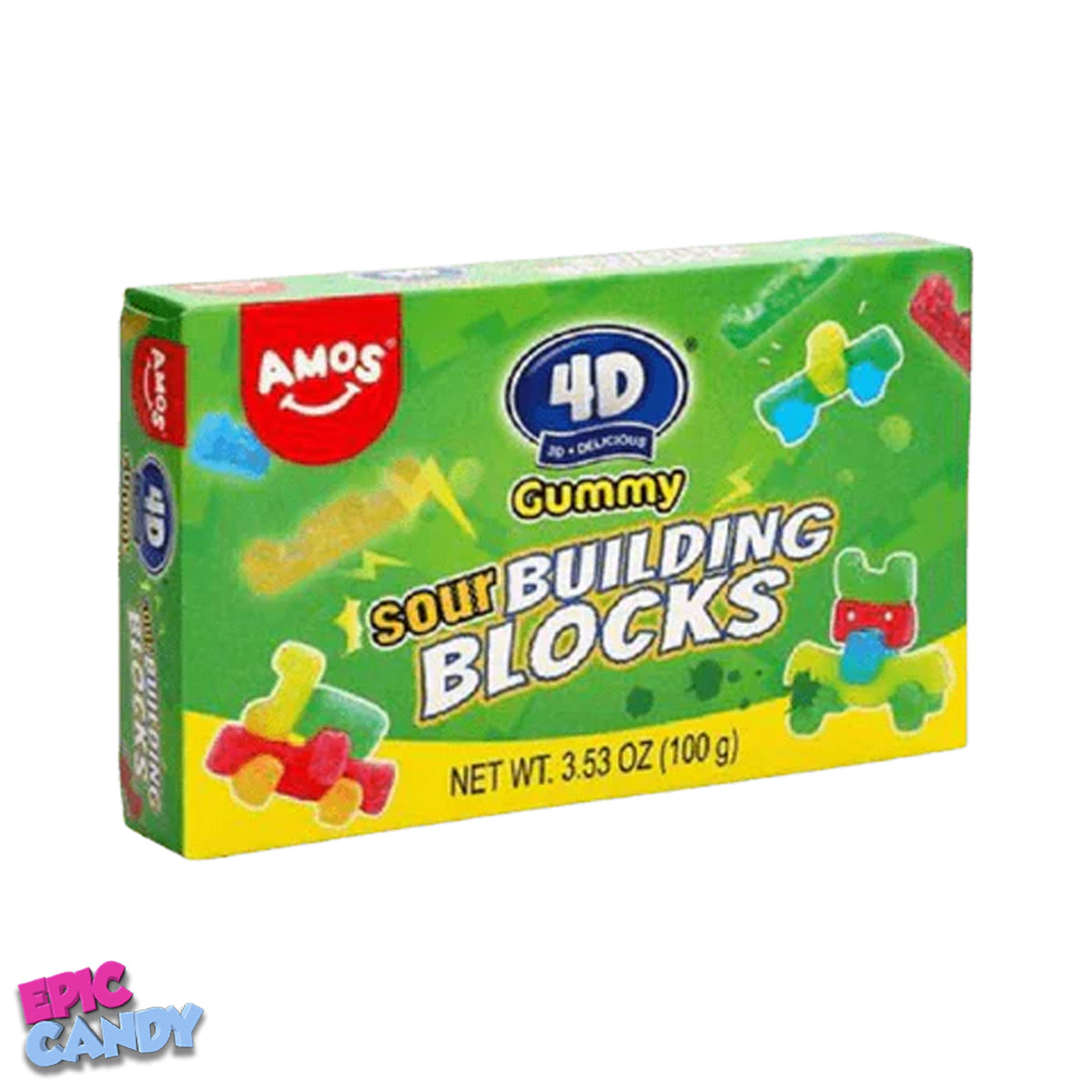 Amos 4D Gummy Sour Blocks Theatre Box 100g