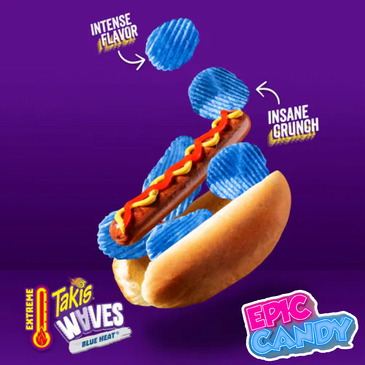Takis Waves Blue Heat 71g | Spicy Mexican Chips with Intense Chili & Lime Flavor