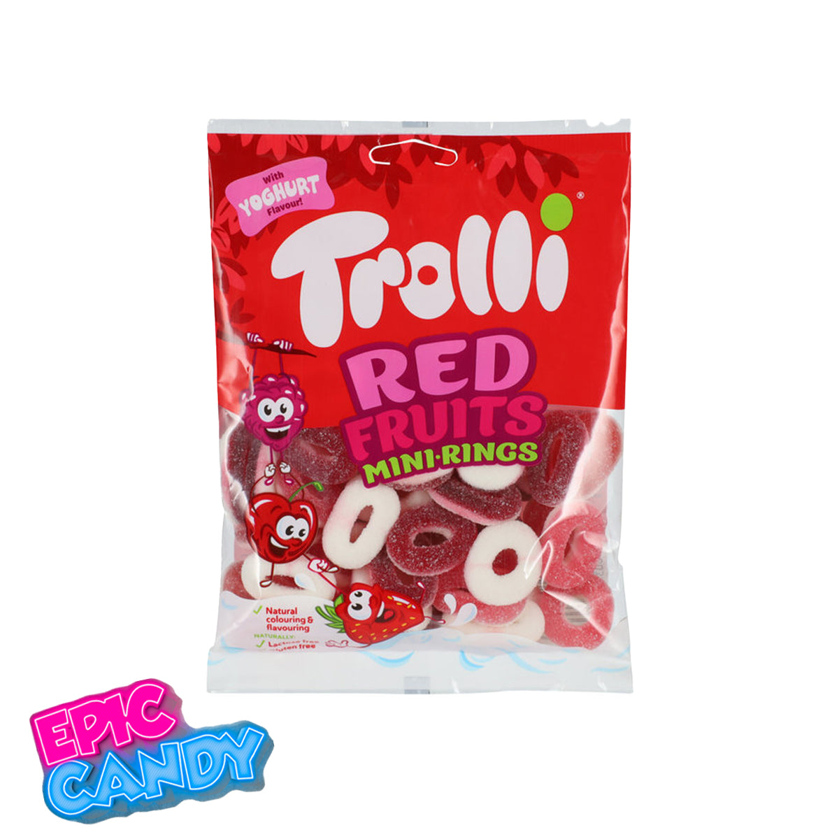 Trolli Red Fruits Mini Rings – 100 g | Fruity Gummy Rings Candy