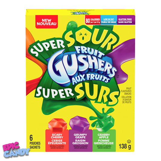 Fruit Gushers Super Sour Gushers Variety Pack (6 Pouches) (138 g.)