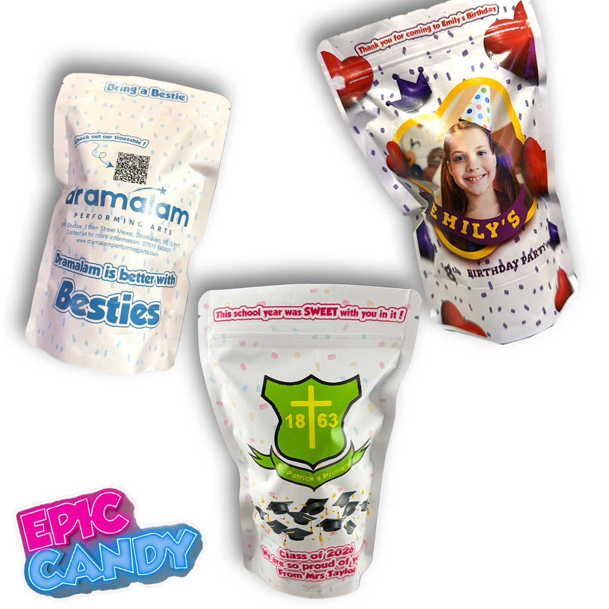 Custom Branded Sweets - Birthdays, Parties, Weddings, Corporate events 300g pick n mix bag (10 per order)