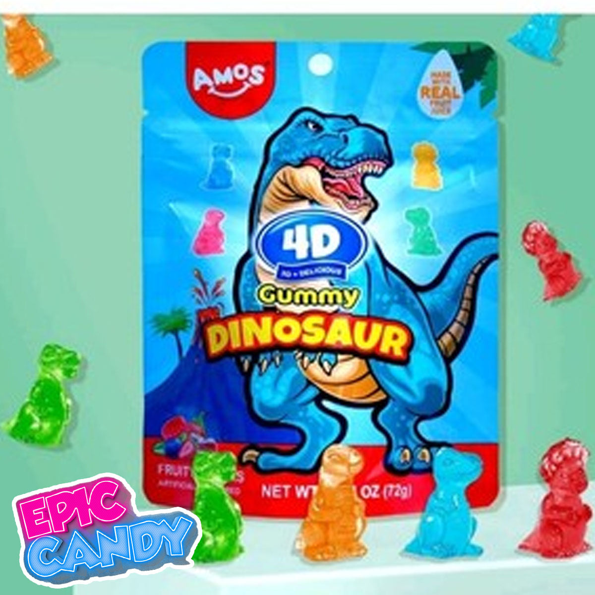 Roaringly tasty 3D dinosaur-shaped gummies in a resealable 198g pack.