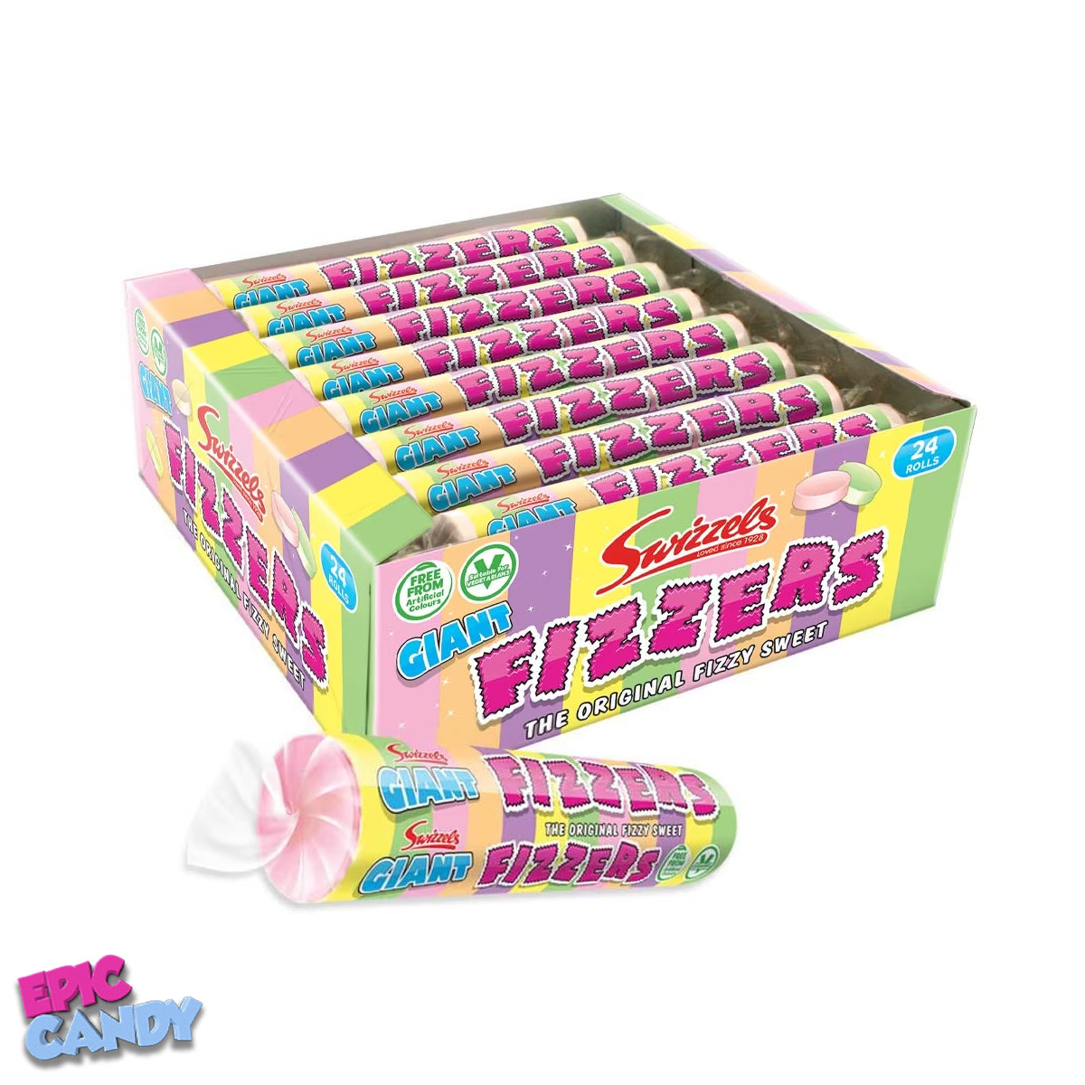 Swizzels Giant Fizzers Rolls – 40g | Tangy, Fizzing Candy Rolls for Sweet & Sour Fun