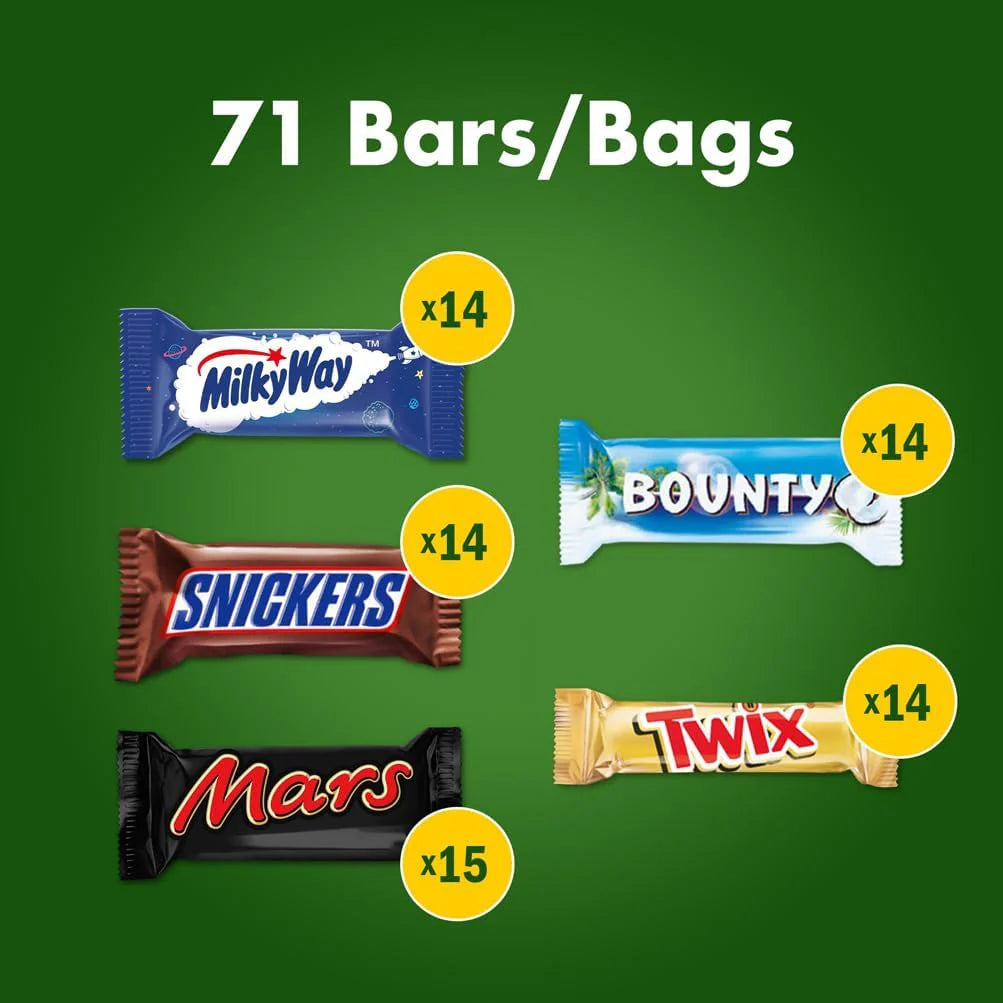 Super Fun Size Mix - 71 Chocolate Bars (Snickers, Milky Way, Mars, Twix & Bounty) - 1425g
