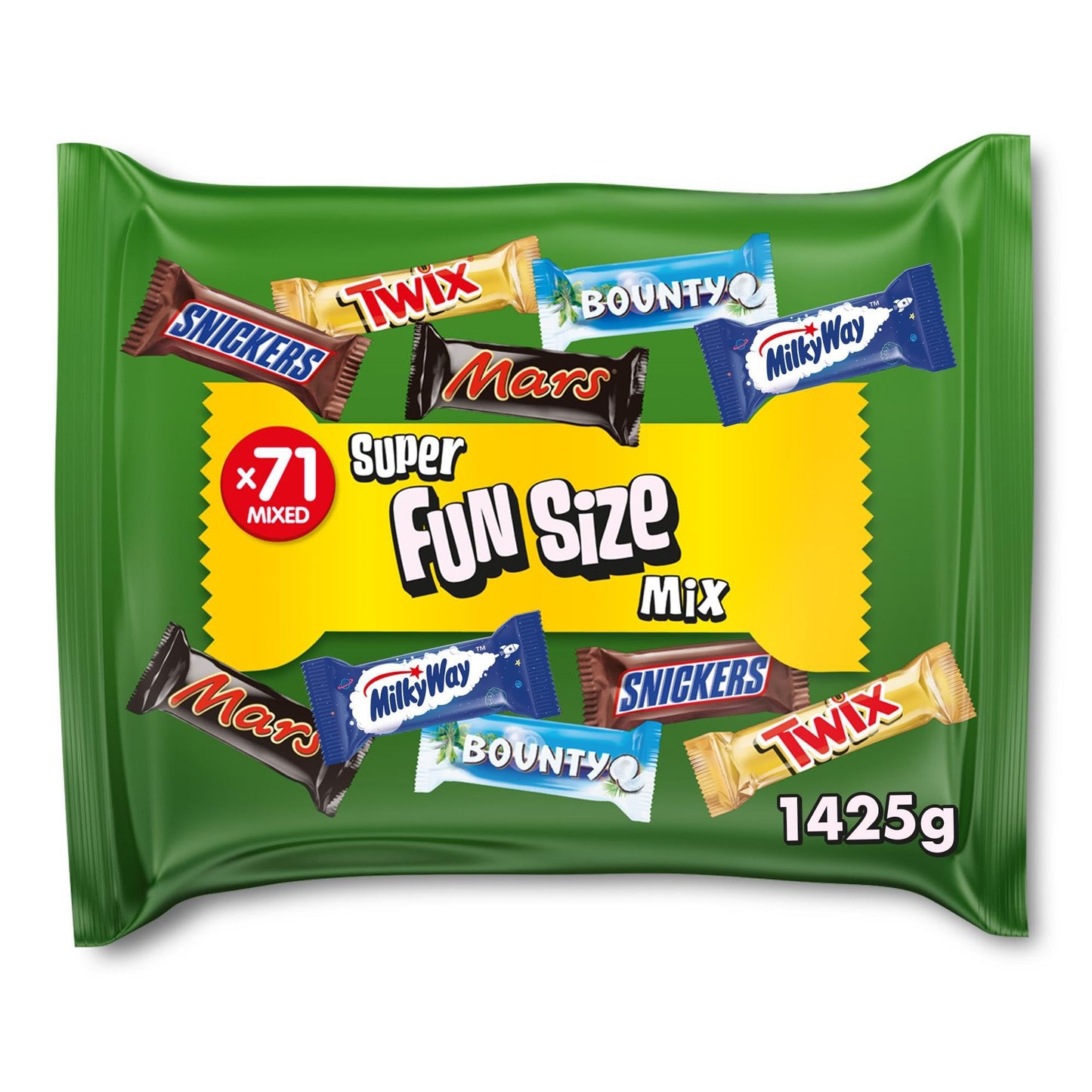 Super Fun Size Mix - 71 Chocolate Bars (Snickers, Milky Way, Mars, Twix & Bounty) - 1425g