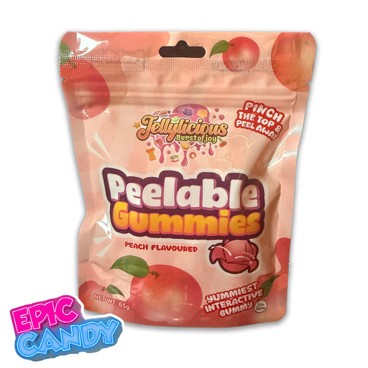 Jellylicious Burst of Joy Peelable Gummies – Peach 65 g | Halal Fruit Candy