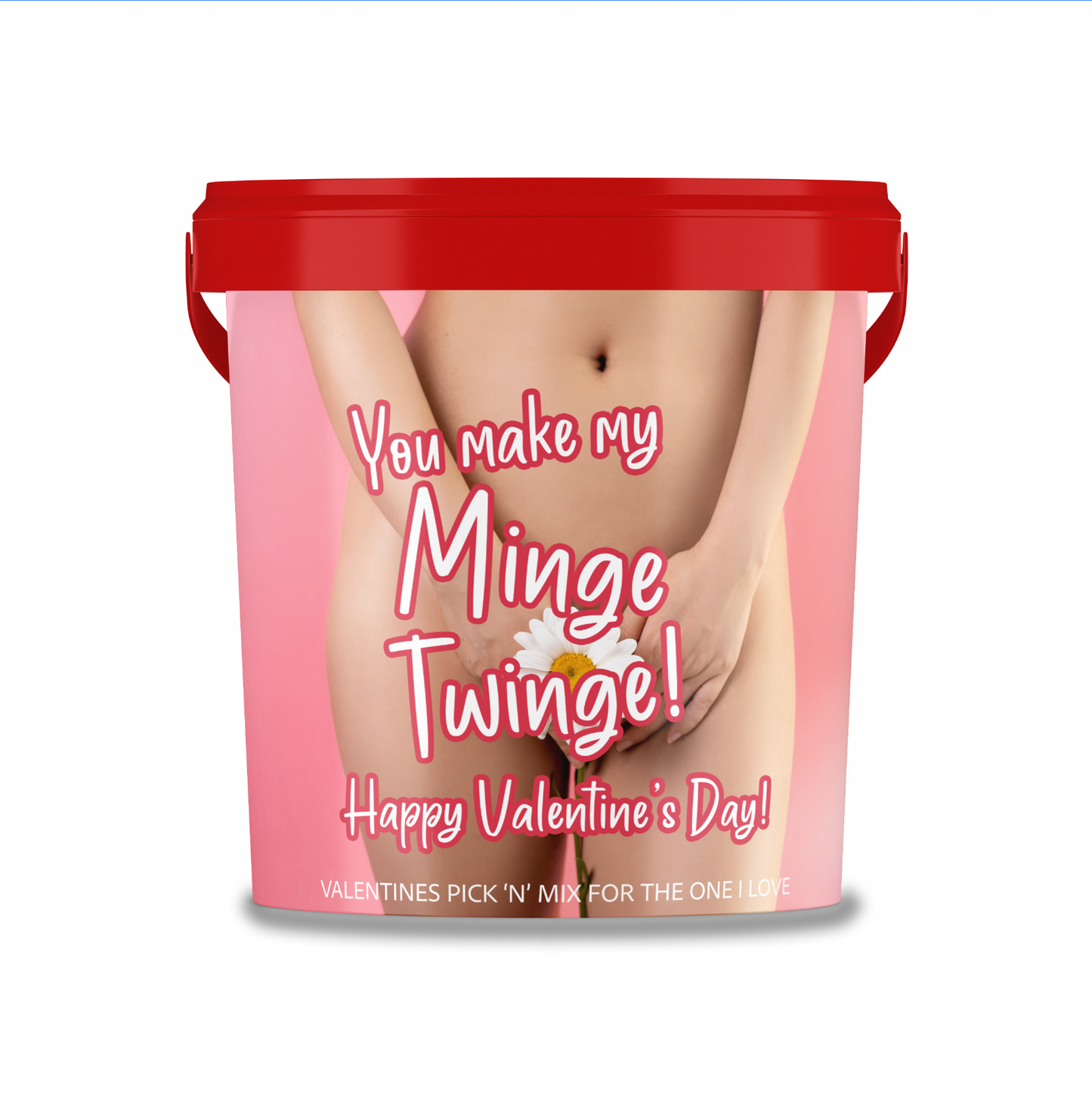 Valentines Themed Pick N Mix Sweet Bucket 800 g "you make my minge twinge".