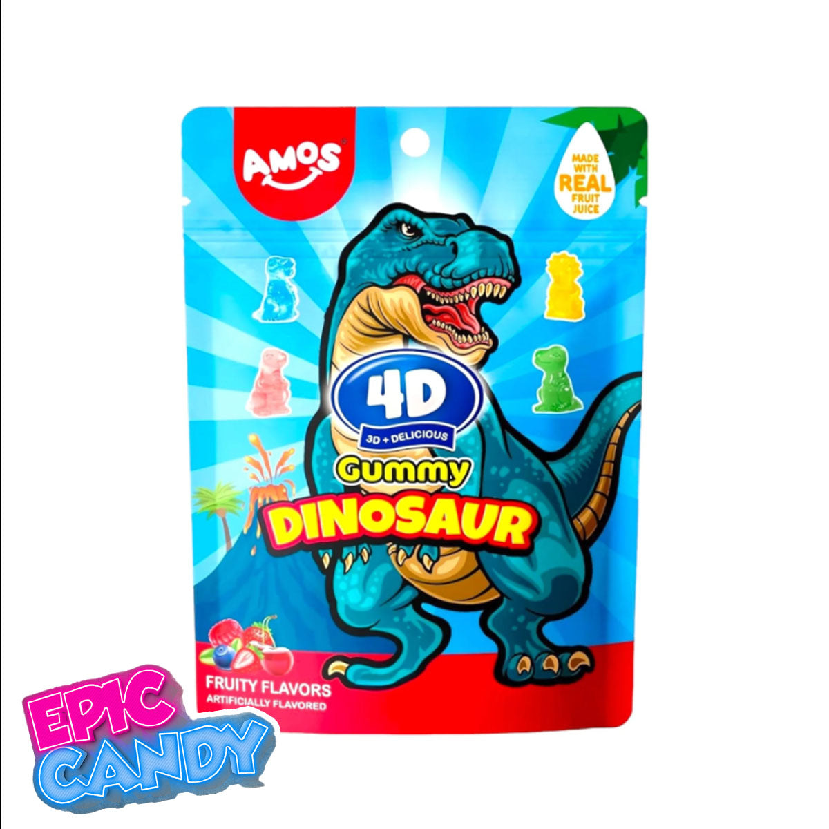 Roaringly tasty 3D dinosaur-shaped gummies in a resealable 198g pack.