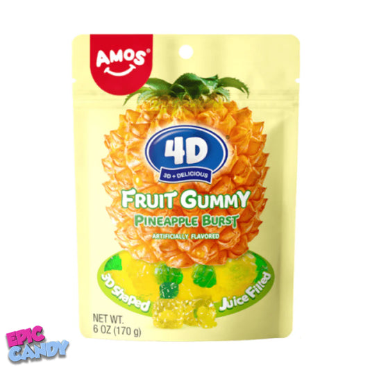 Amos 4D Fruit Gummy Pineapple Burst – 170g of Tropical Juice-Filled Fun