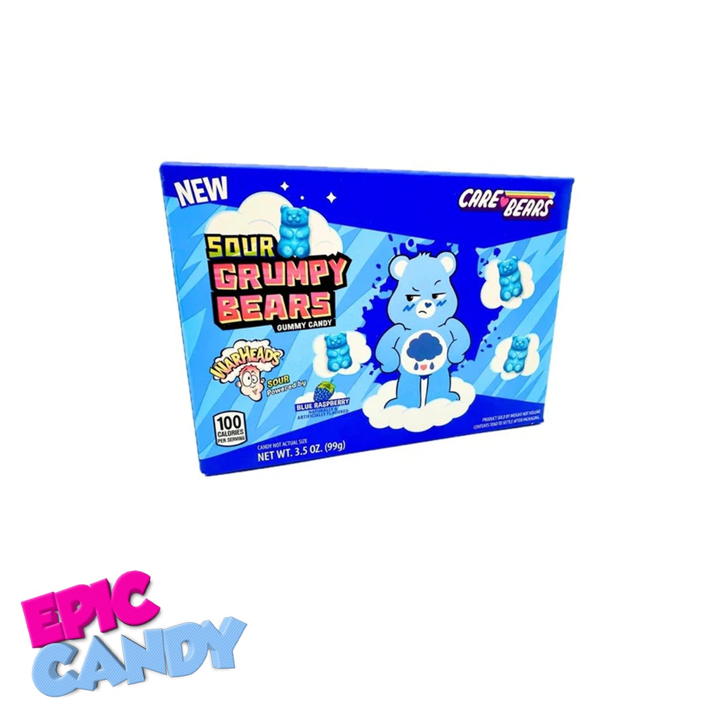 Warheads Care Bears Sour Grumpy Bears Blue Raspberry 99g – Intense Sour & Sweet Fun!