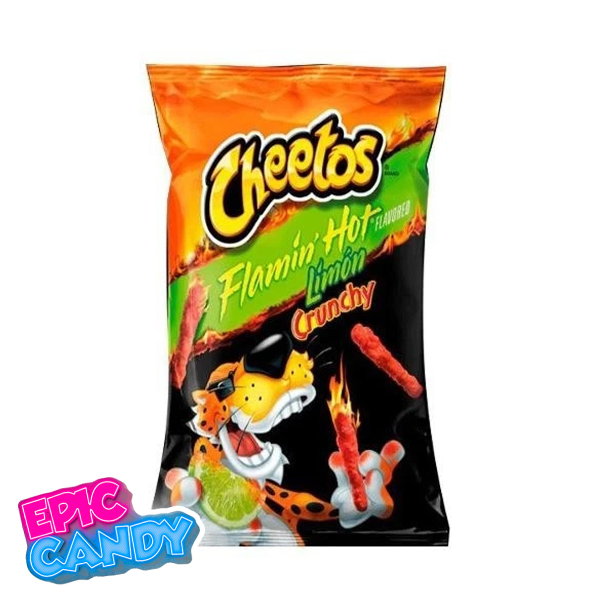 Spicy, tangy and crunchy Cheetos with a zesty lime kick — 226.8 g family-size bag.