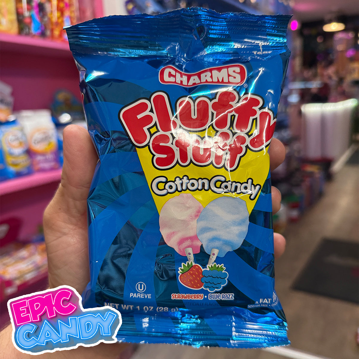 Charms Fluffy Stuff Cotton Candy – 28g | Classic Carnival Spun Sugar Treat | USA Import