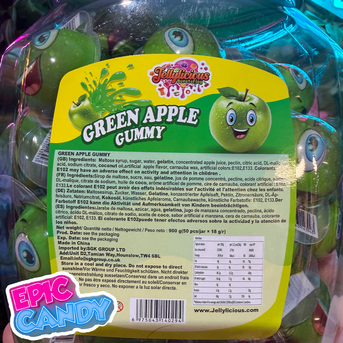 Jellylicious green apple gummy 18g 50pcs