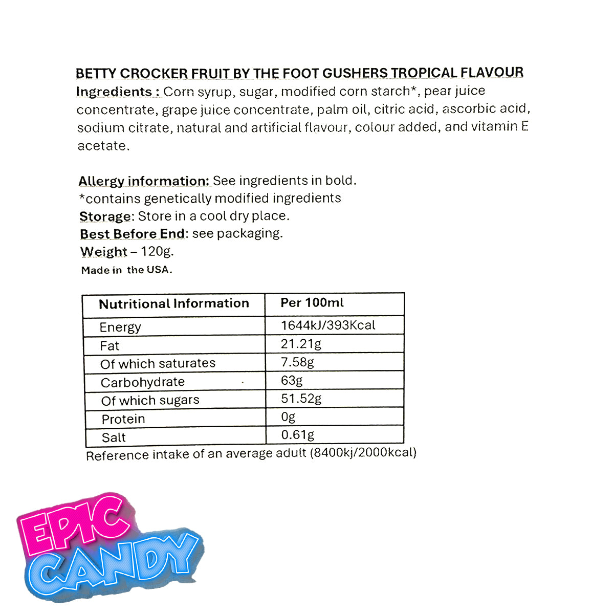 Tropical Flavors Fruit Gushers – 6 Pouches (136g) | Chewy, Fruity, and Fun Snacks