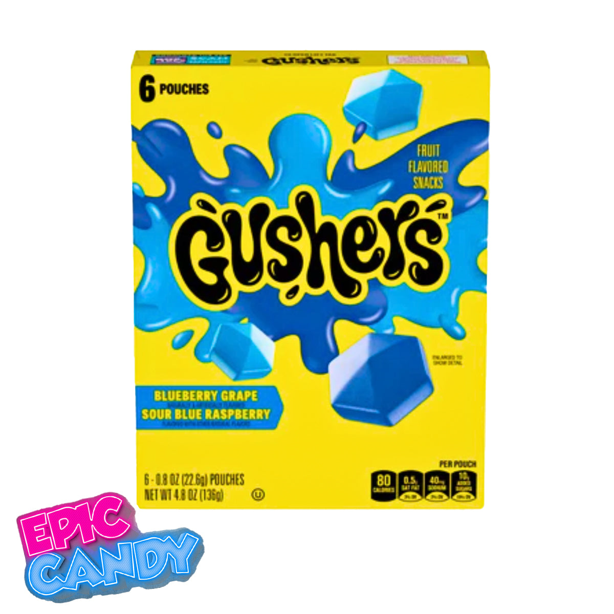 Gushers Blueberry Grape & Sour Blue Raspberry — 6 x 22.6g (Total 136g)