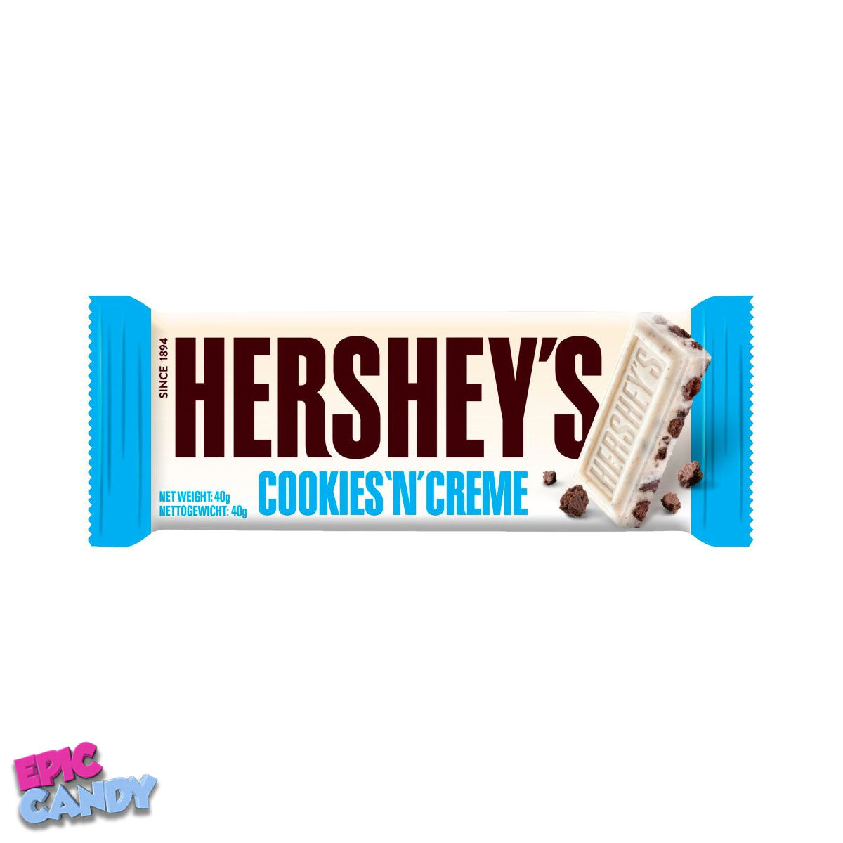 Hershey's Cookies 'n' Creme 40g: Creamy Chocolate with Crunchy Cookie Pieces