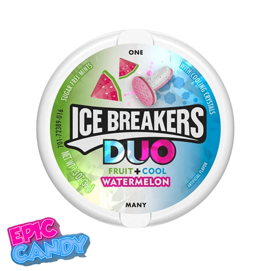Ice Breakers Fruit + Cool Watermelon | Sugar Free Mints | Refreshing USA Candy Import