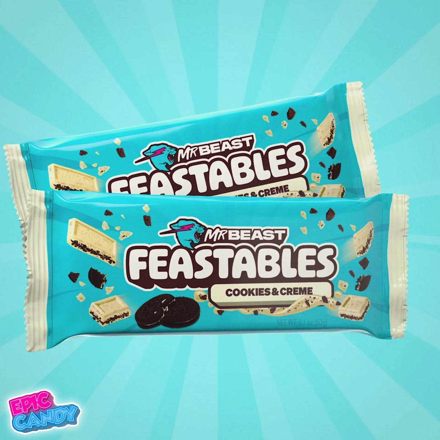 MrBeast Feastables Cookies & Creme Chocolate Bar 60g