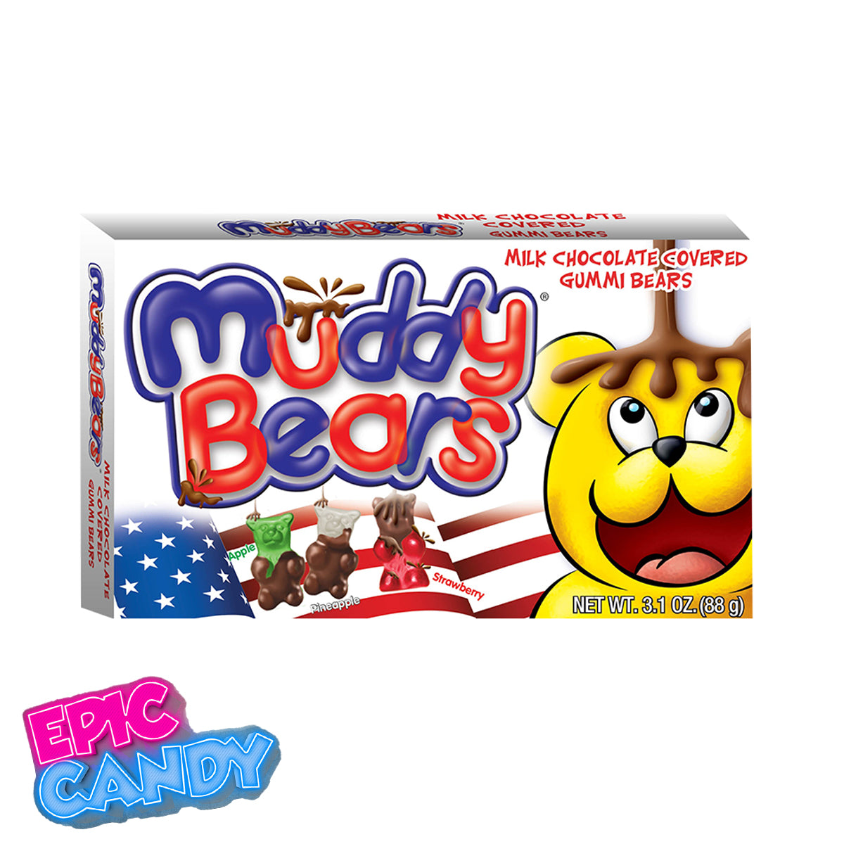 Stars and Striped Muddy Bears Theatre Box — 88g — Apple, Pineapple & Strawberry