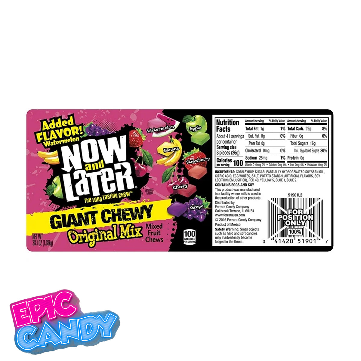 Now & Later Original Mix – 69 g | Chewy Fruit Taffy Candy (USA)