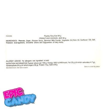 PayDay Peanut Caramel Bar – King Size 96g | USA Candy Bar with Salted Peanuts & Caramel
