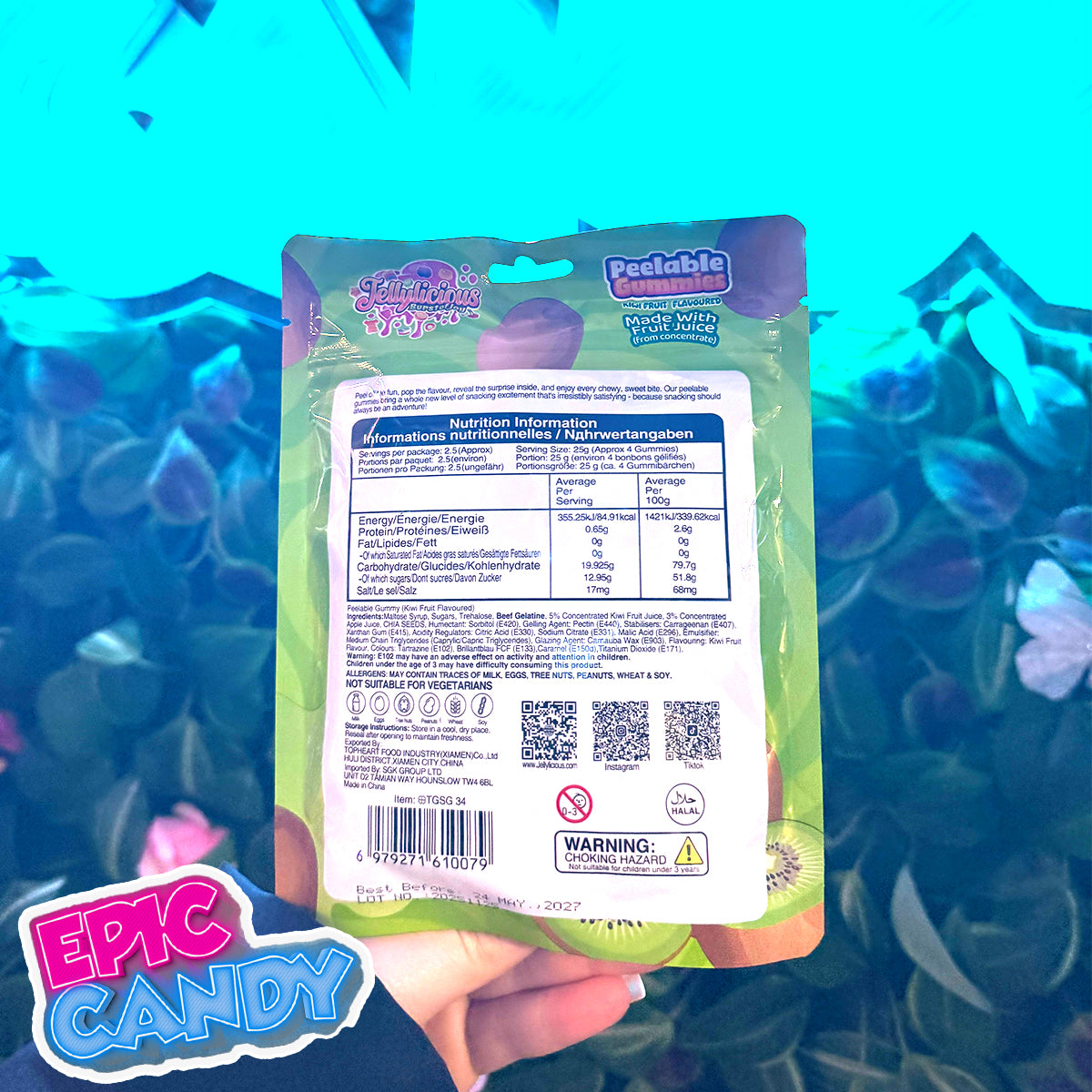 Jellylicious Peelable Gummies — Kiwi (65g) (Halal)