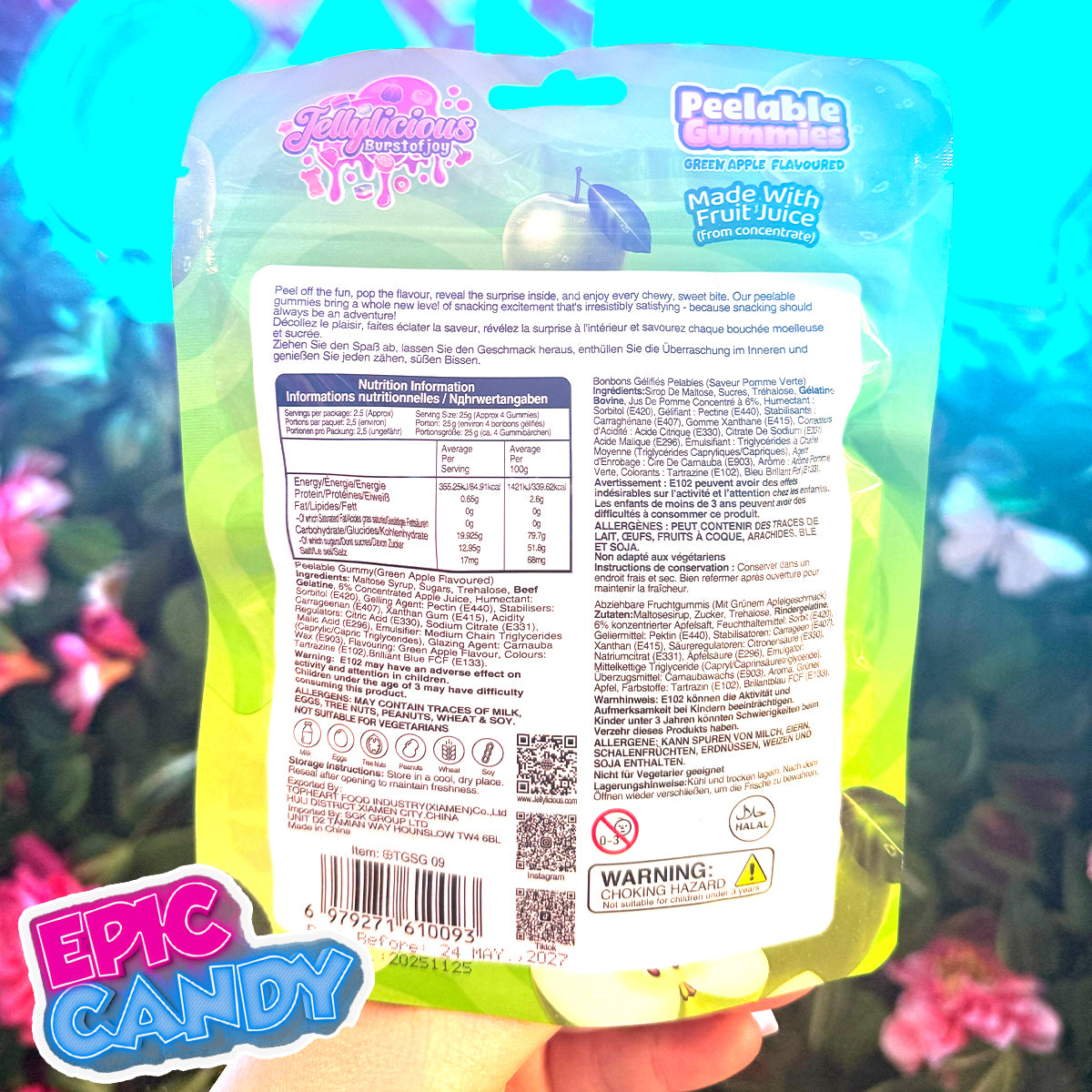 Jellylicious Peelable Gummies — Apple (65g)