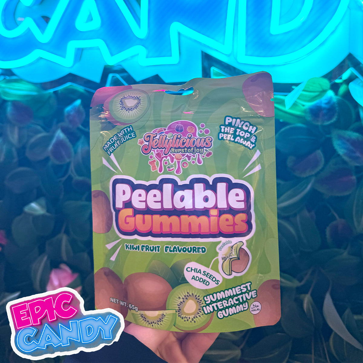 Jellylicious Peelable Gummies — Kiwi (65g) (Halal)