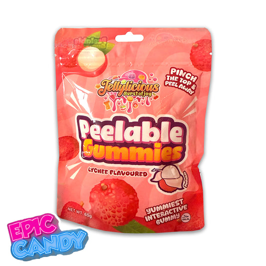 Halal Jellylicious Burst of Joy Peelable Gummies – Lychee 65 g | Halal Fruit Candy