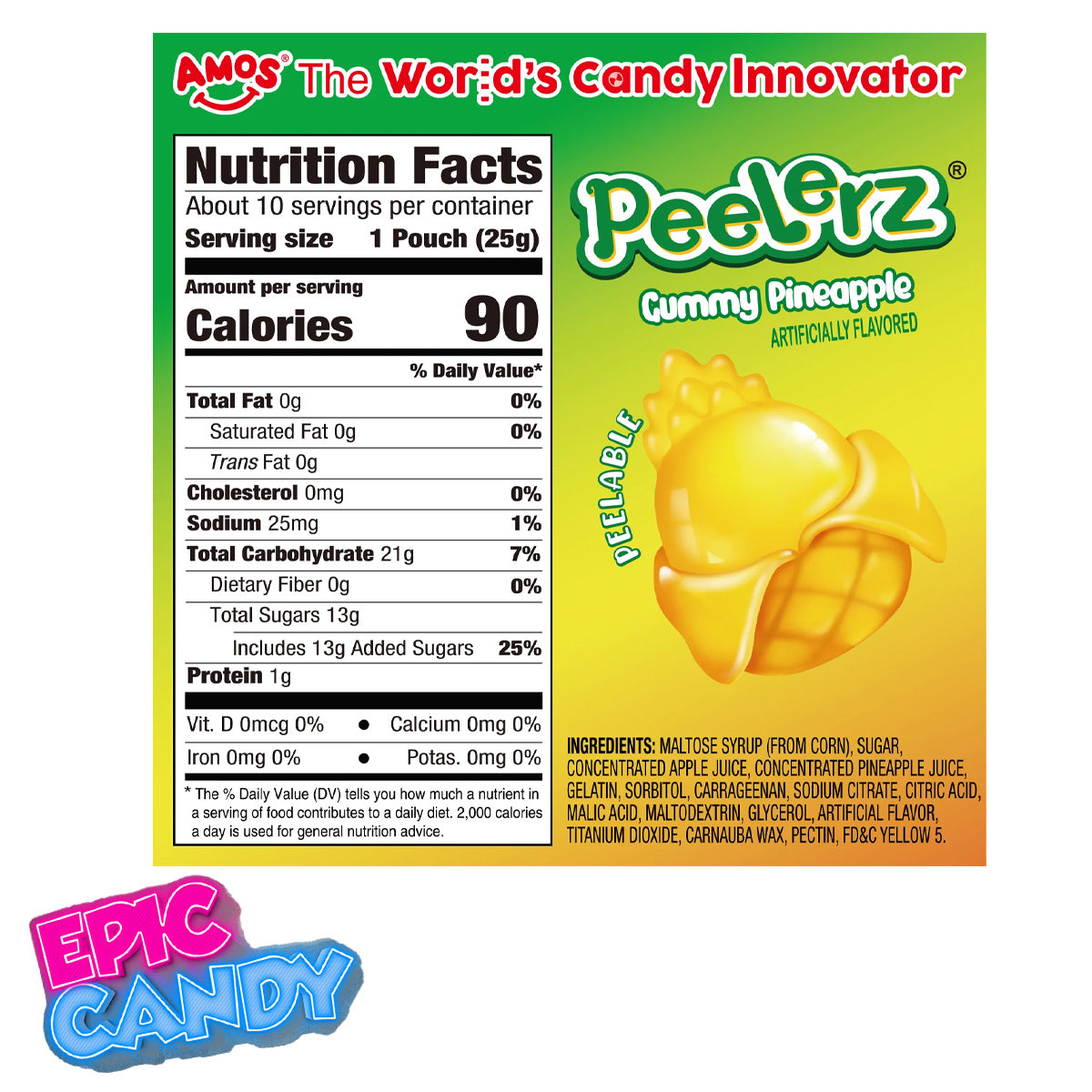 Peelerz Gummy Pineapple — Peelable Gummies Peg Bag 65 g
