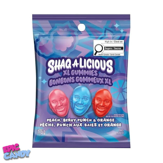 Shaq-A-Licious XL Gummies - Peach, Berry Punch, Orange 175g - Deliciously Fruity Chewy Candies