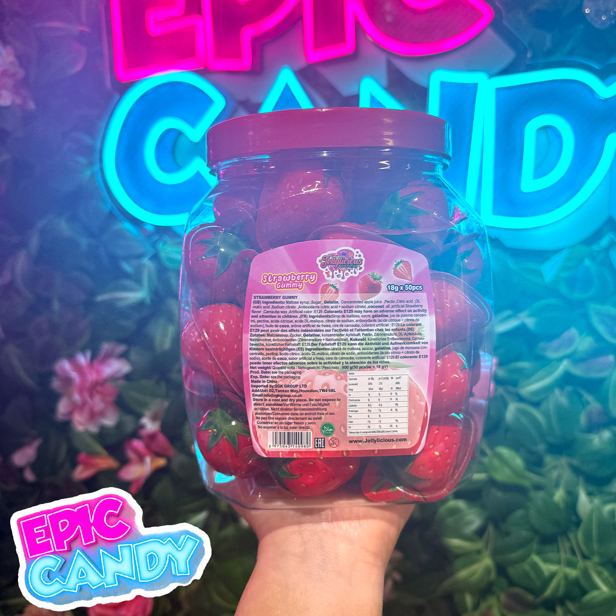 Jellylicious Strawberry Gummies 18g (50 pcs)
