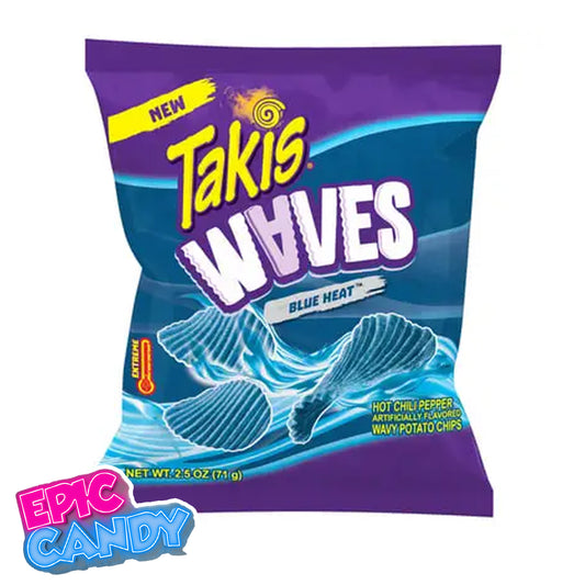 Takis Waves Blue Heat 71g | Spicy Mexican Chips with Intense Chili & Lime Flavor