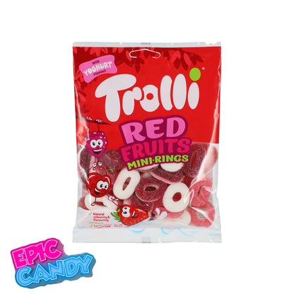 Trolli Red Fruits Mini Rings – 100 g | Fruity Gummy Rings Candy
