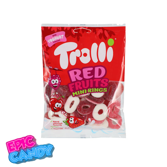 Trolli Red Fruits Mini Rings – 100 g | Fruity Gummy Rings Candy